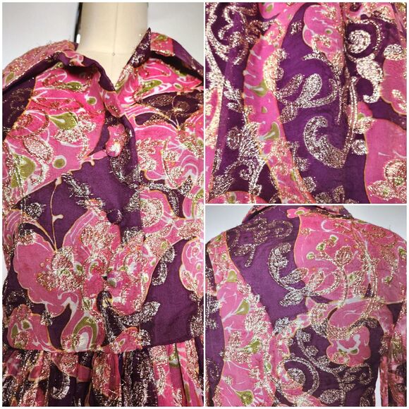 Oscar De La Renta Dress Metallic Dress - Colorful Dress - Floral Bright Dress XS - Picture 3 of 10